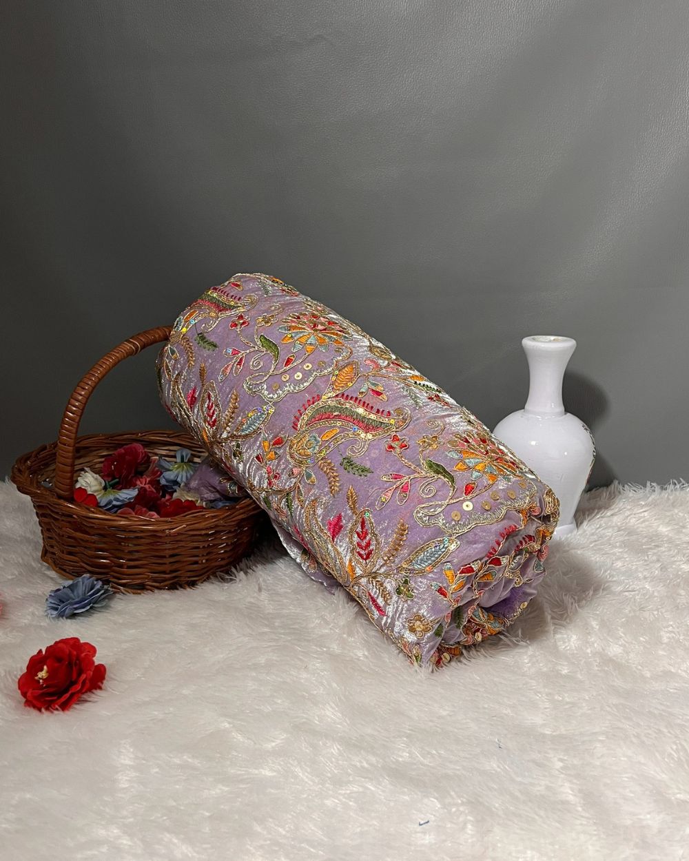 Space Silk Work Lavender Colour 42 Inches Width