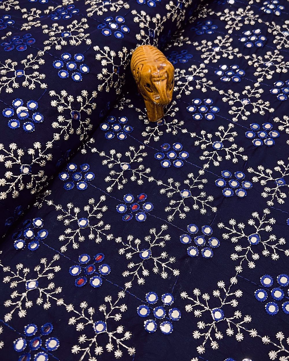 Georgette Abla Work Navy Blue Colour 44 Inches Width