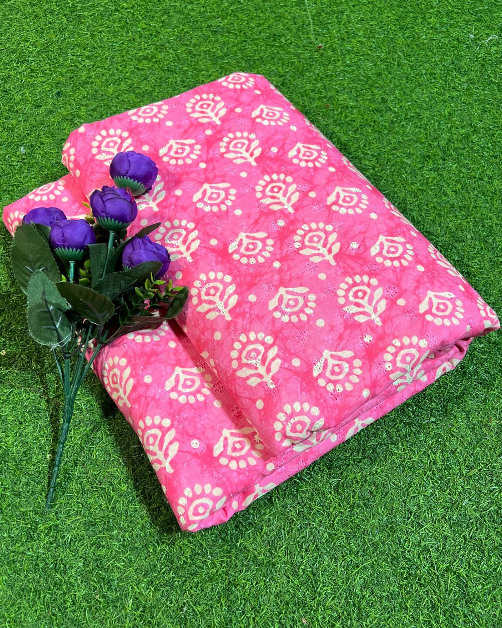 Printed Hakoba Cotton Pink Colour 46 Inches Width