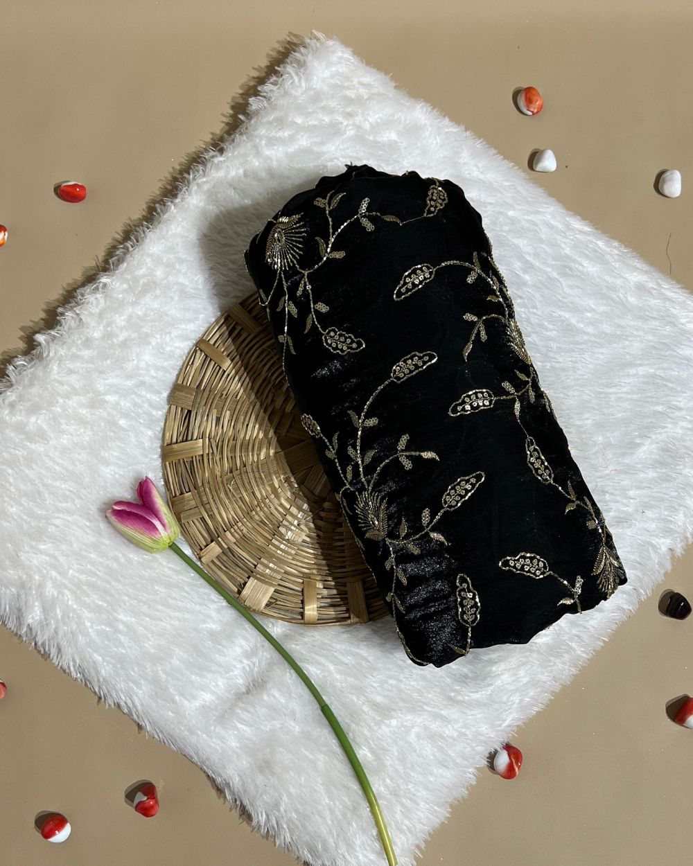 Space Silk Work Black Colour 45 Inches Width