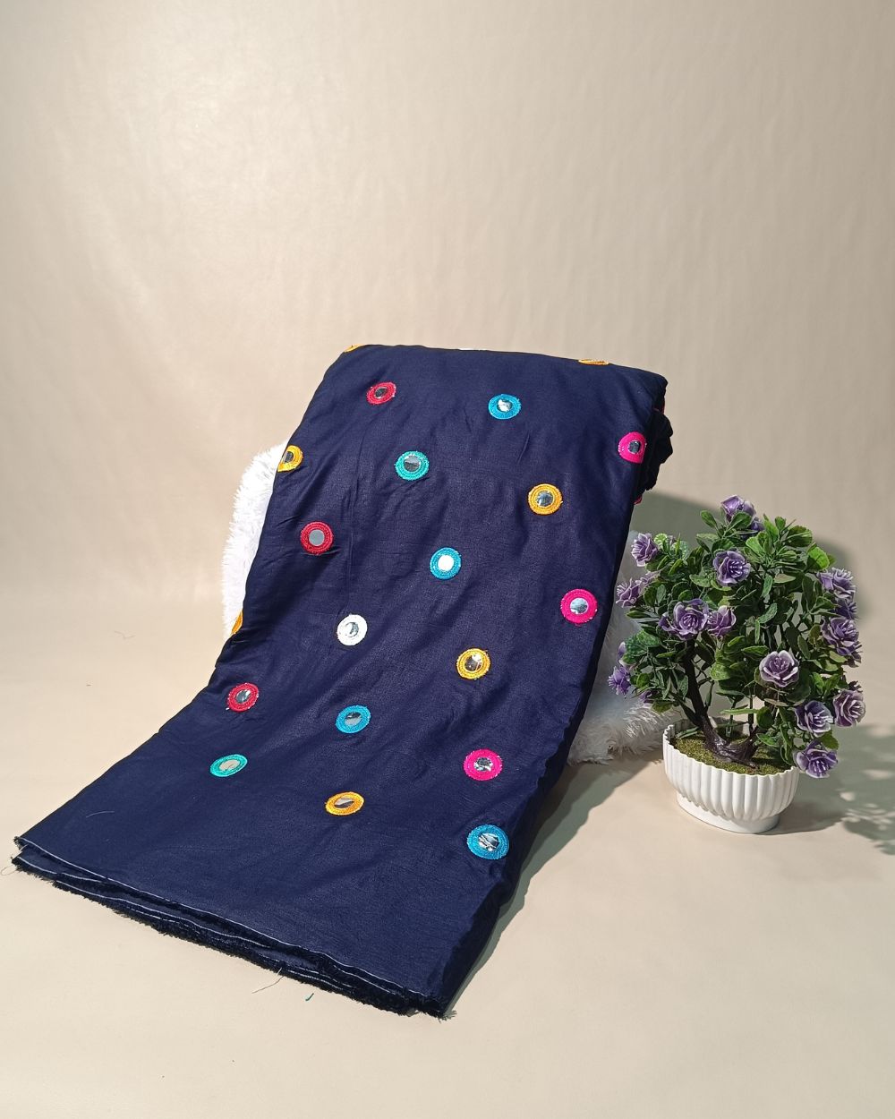 Rayon Abla Work Navy Blue  Colour 44 inches width