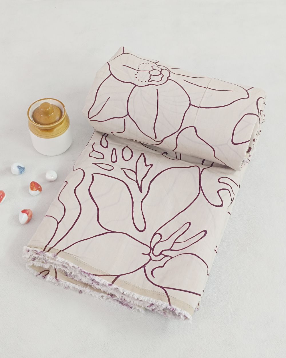 Printed Muslin Wine Colour 60 Inches Width