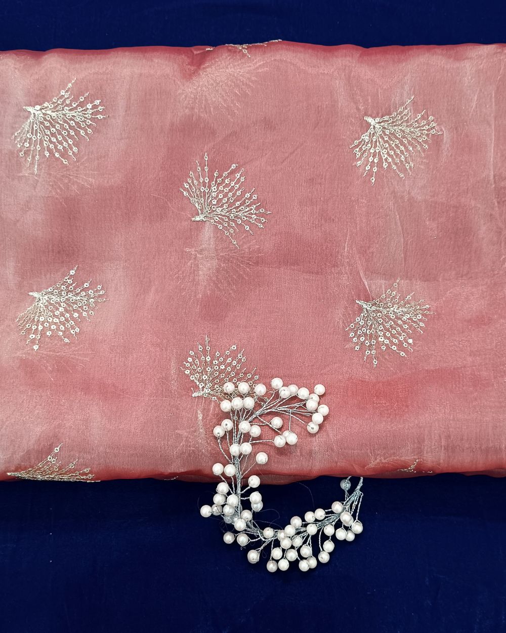 Space Silk Work Pastel Pink Colour 46 Inches Width