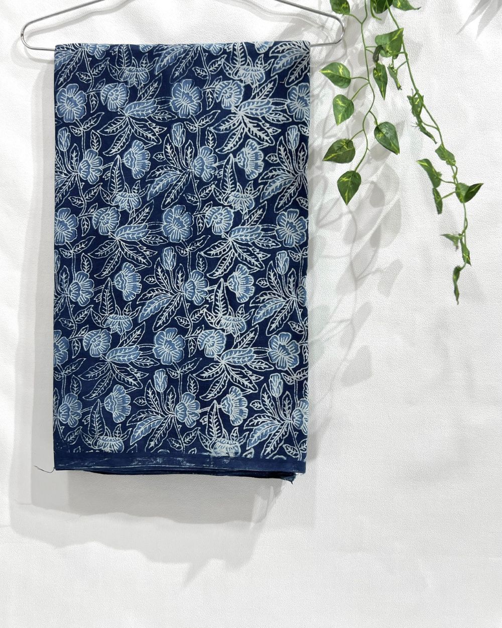 Hand Block Printed Cotton Indigo Blue Colour 44 Inches Width