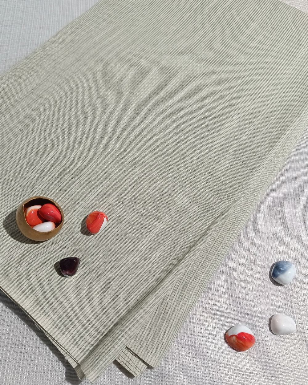 Plain Khadi Cotton Fabric Light Greenish Grey Colour 45 Inches Width