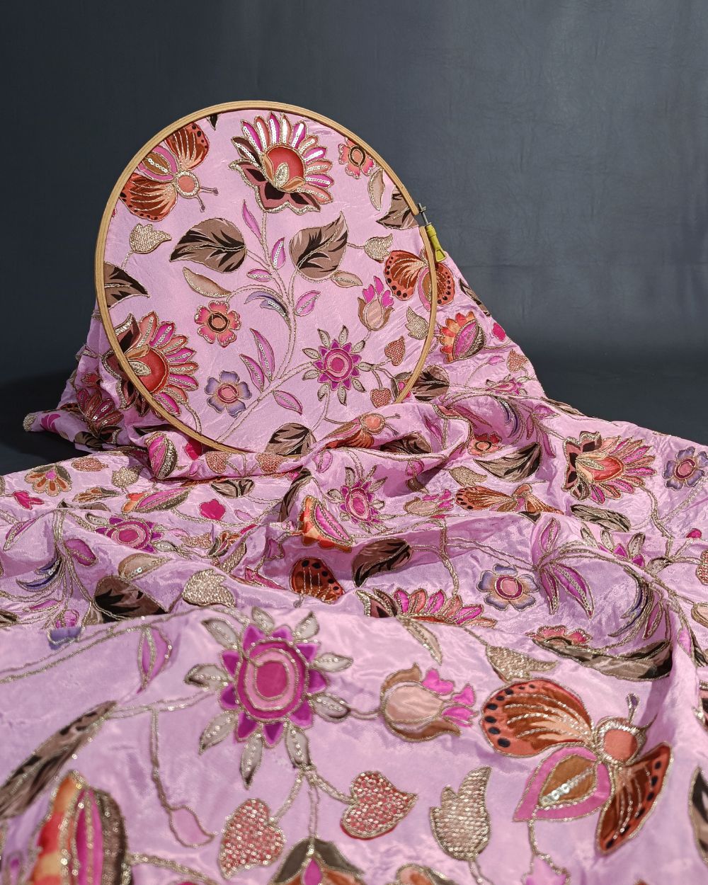 Natural Crepe Work Light Lavender Colour 44 Inches Width