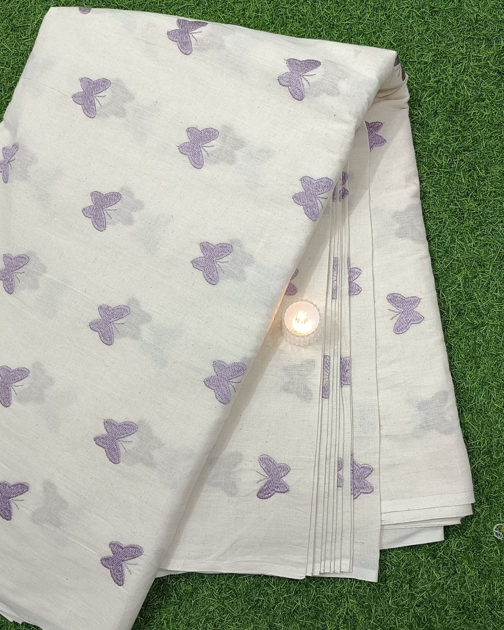 Kora Cotton Work Lavender 44 Inches Width