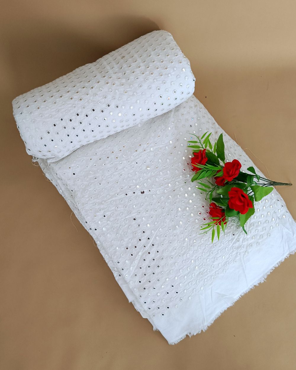 Rayon Abla Work White Colour 44 inches width