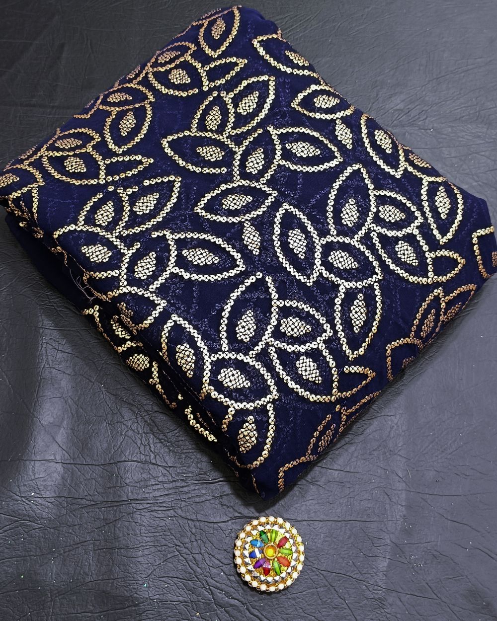 Georgette Work Navy Blue Colour 44 Inches Width