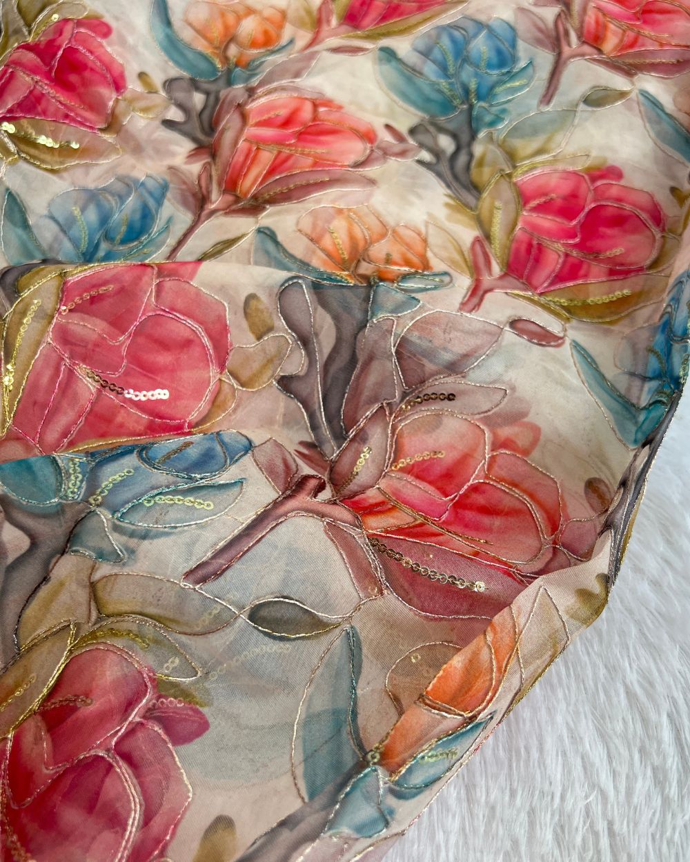 Pure Soft Organza Work Off White Colour 45 Inches Width