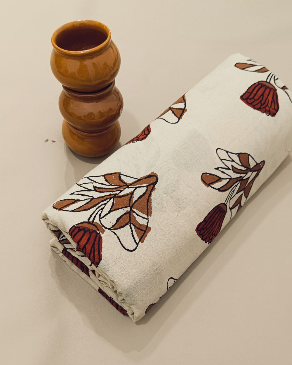 Bagru Hand Block Printed Cotton Off White Colour 45 Inches Width
