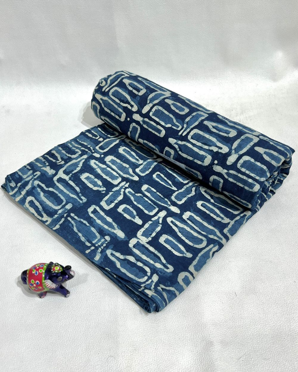 Hand Block Printed Cotton Indigo Blue Colour 44 Inches Width