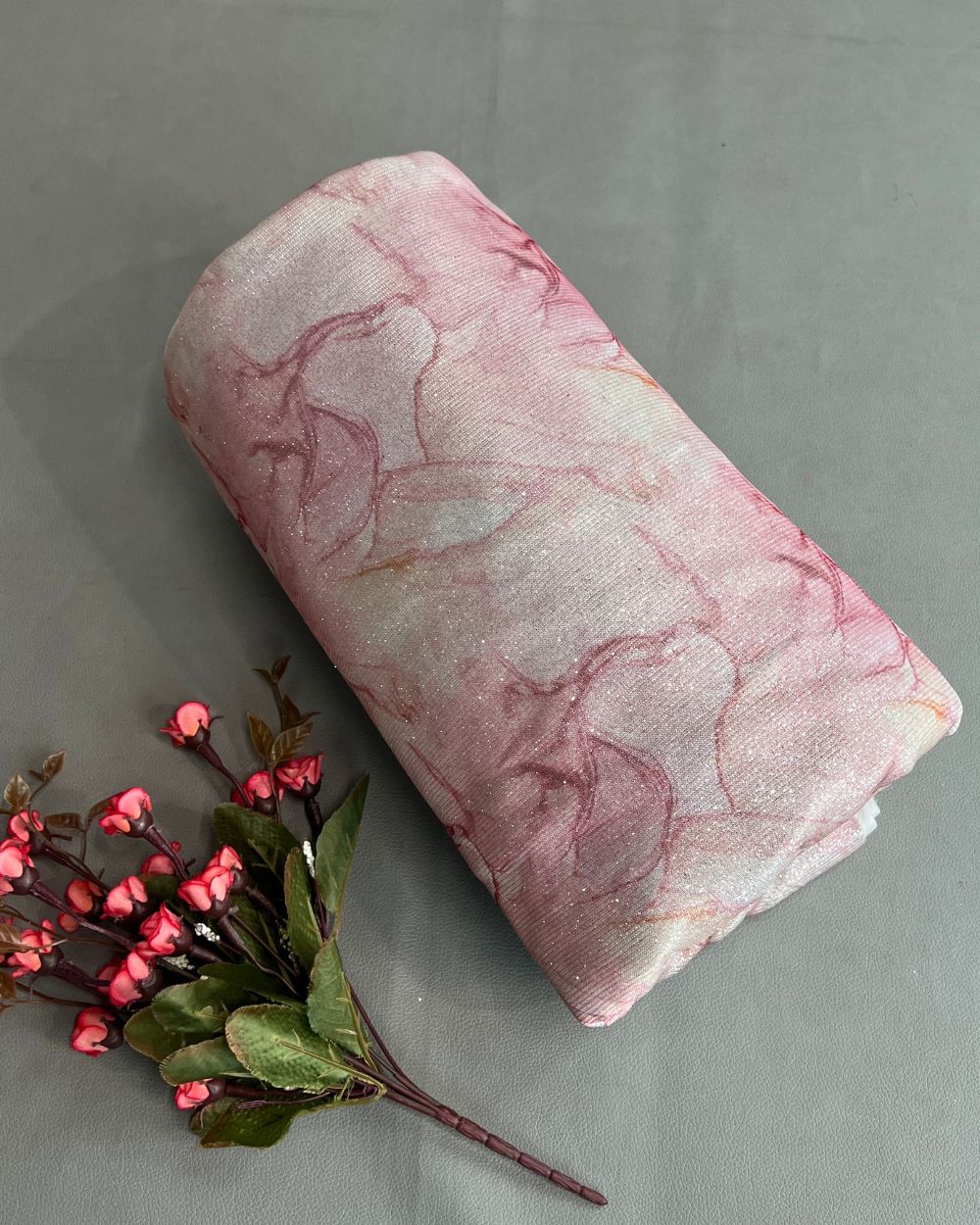 Imported Digital Printed Sparkle Light Peach Colour 55 Inches Width