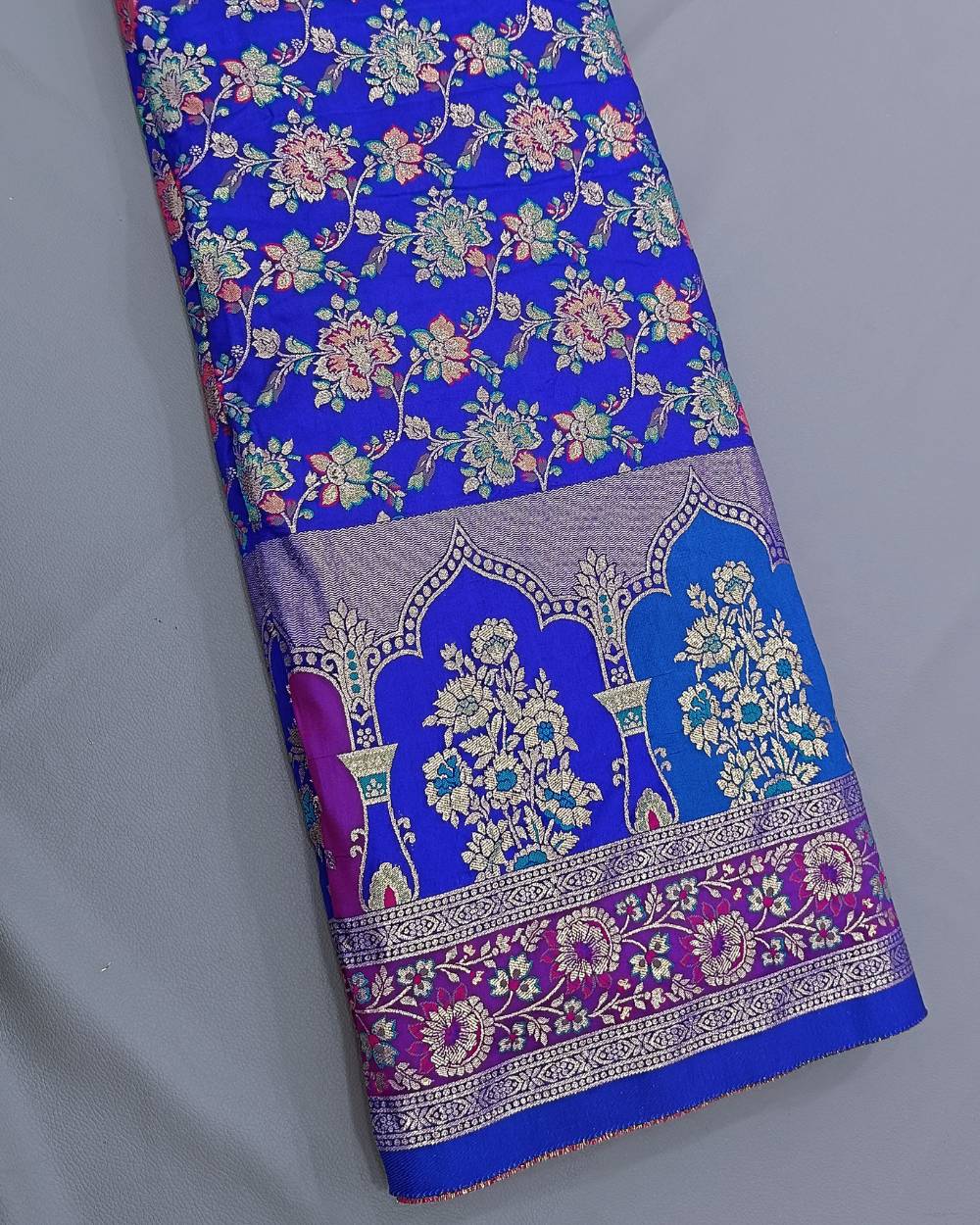 Chanderi Work with Border Royal Blue Colour 45 Inches Width