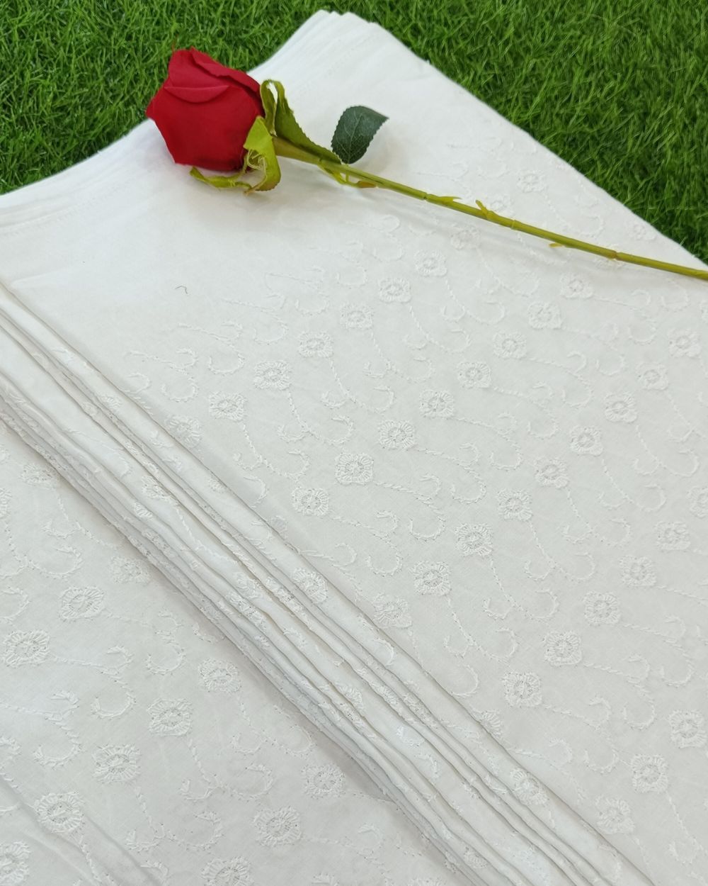 Chikankari Cotton Work White Colour 44 Inches Width