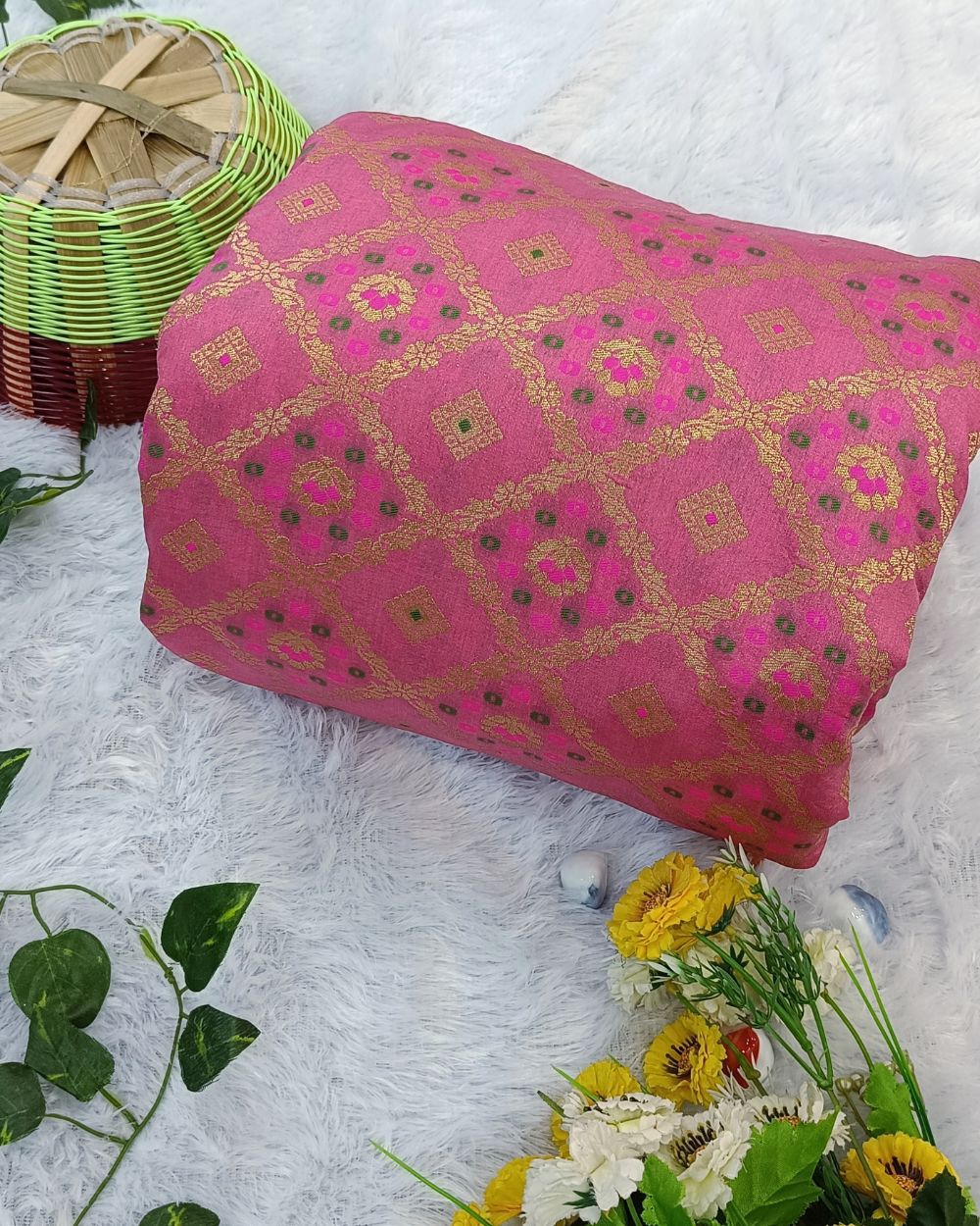 Banarasi Pink Colour 44 Inches Width