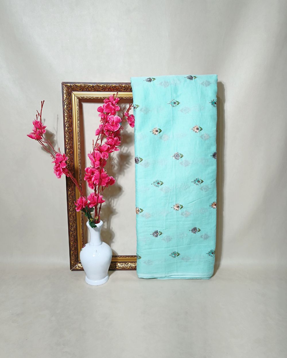 Mal Cotton with Thread Work Light Sea Green Colour 40 Inches Width