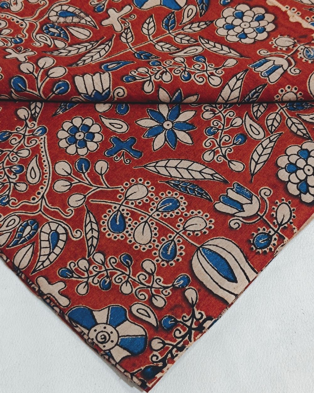 Hand Block Printed Cotton Kalamkari Maroon Colour 44 Inches Width
