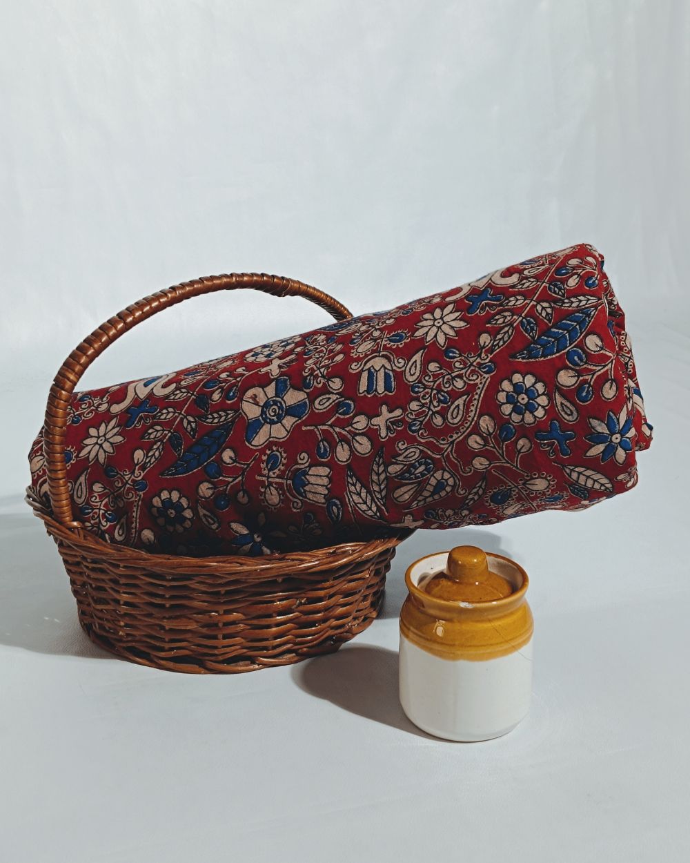 Hand Block Printed Cotton Kalamkari Maroon Colour 44 Inches Width