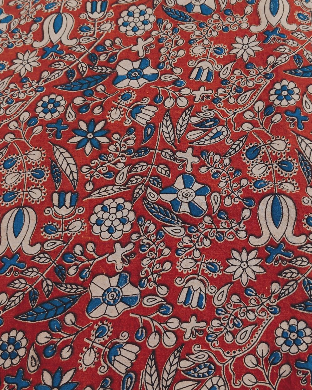 Hand Block Printed Cotton Kalamkari Maroon Colour 44 Inches Width