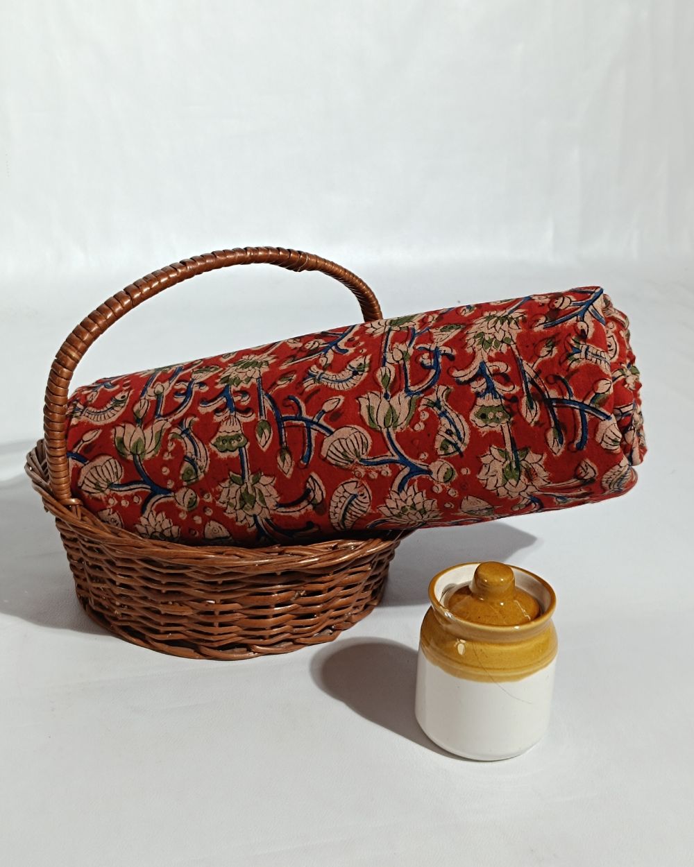 Hand Block Printed Cotton Kalamkari Red Colour 44 Inches Width