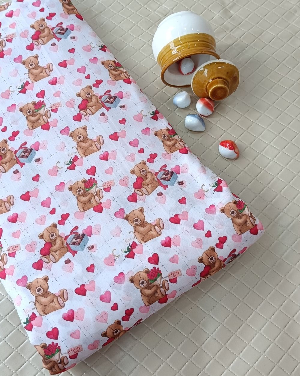 Soft Cotton with Kids Print (Baby/Nursery) White Colour 44 Inches Width
