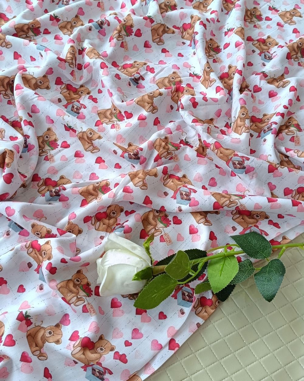 Soft Cotton with Kids Print (Baby/Nursery) White Colour 44 Inches Width