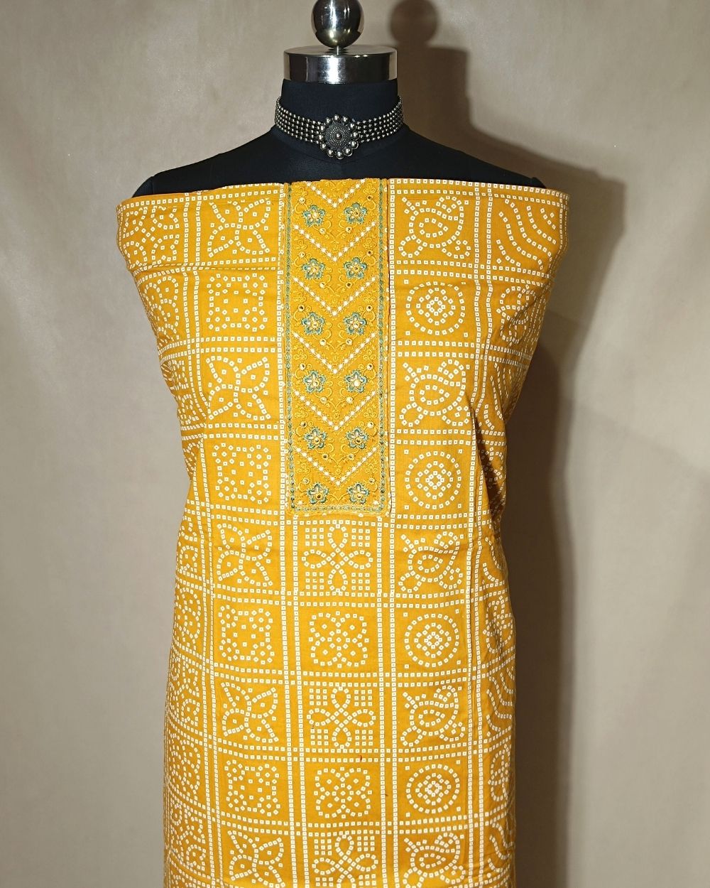 Printed Cotton Unstitched Top Pattern Mustard Yellow Colour 44 Inches Width
