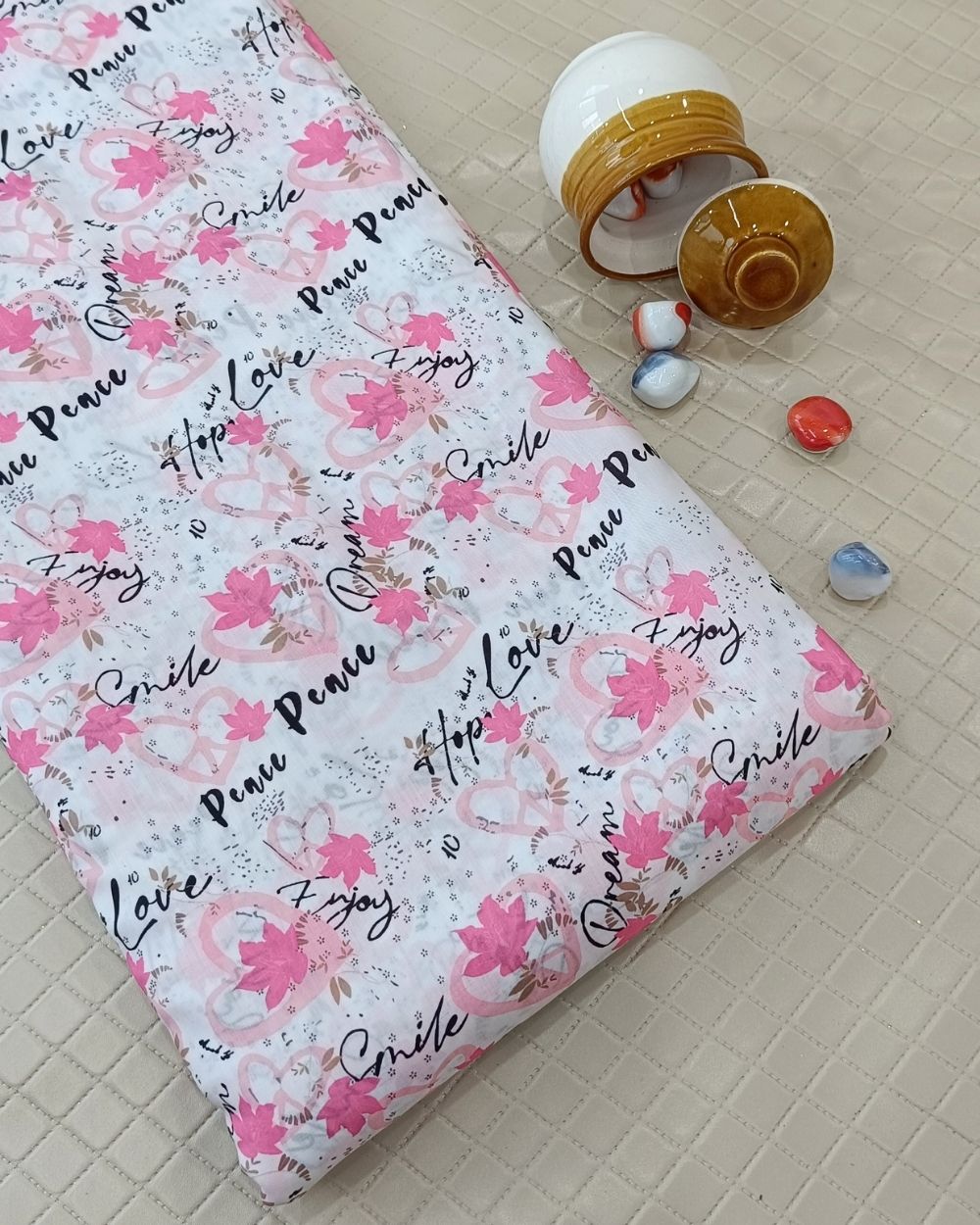 Soft Cotton with Kids Print (Baby/Nursery) White Colour 44 Inches Width