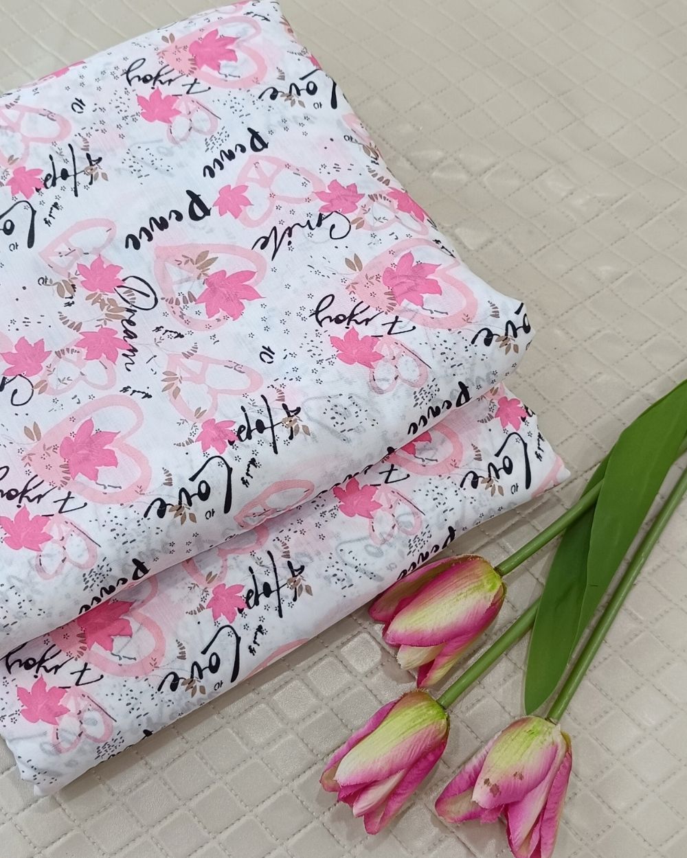 Soft Cotton with Kids Print (Baby/Nursery) White Colour 44 Inches Width