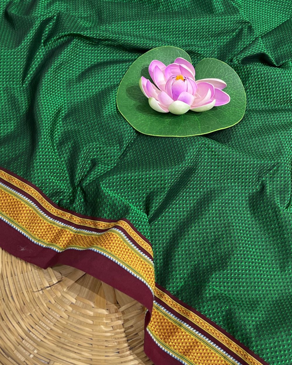 Cotton Khun Green Colour 36 Inches Width