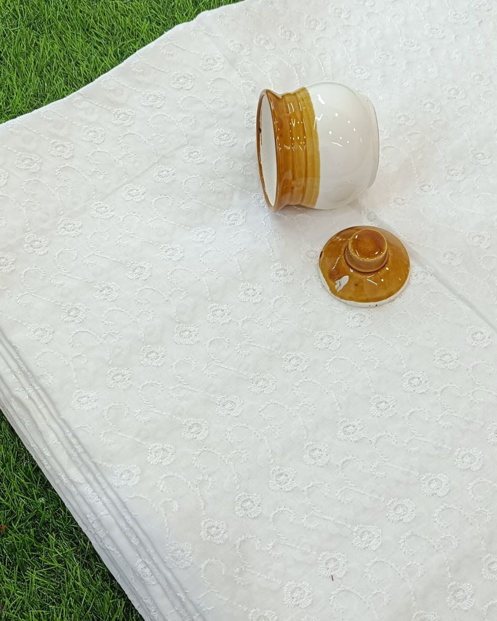 Chikankari Cotton Work White Colour 44 Inches Width
