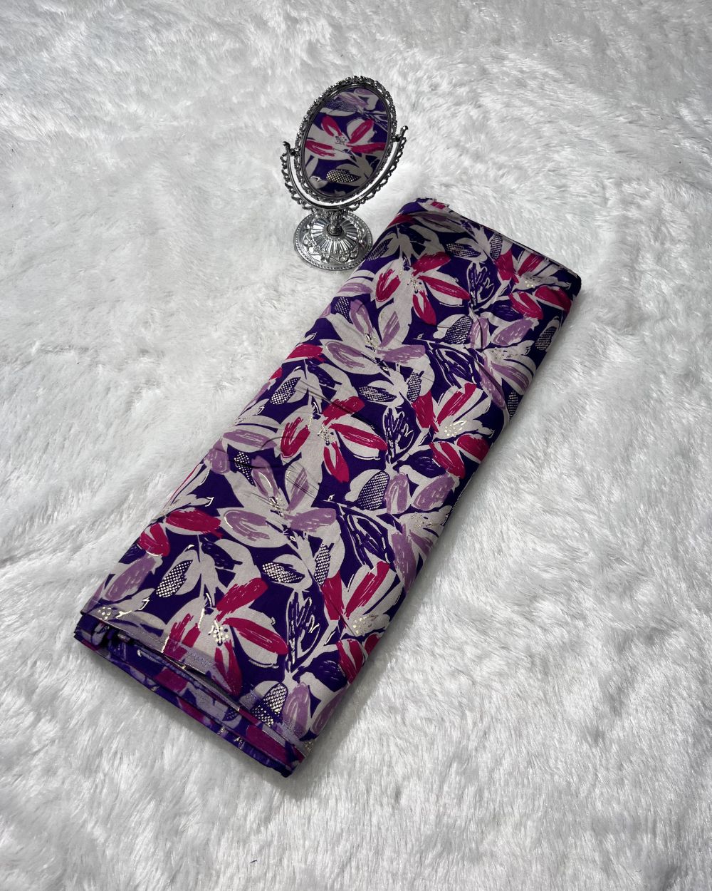 Premium Printed Modal(foil) Purple Colour 42 Inches Width