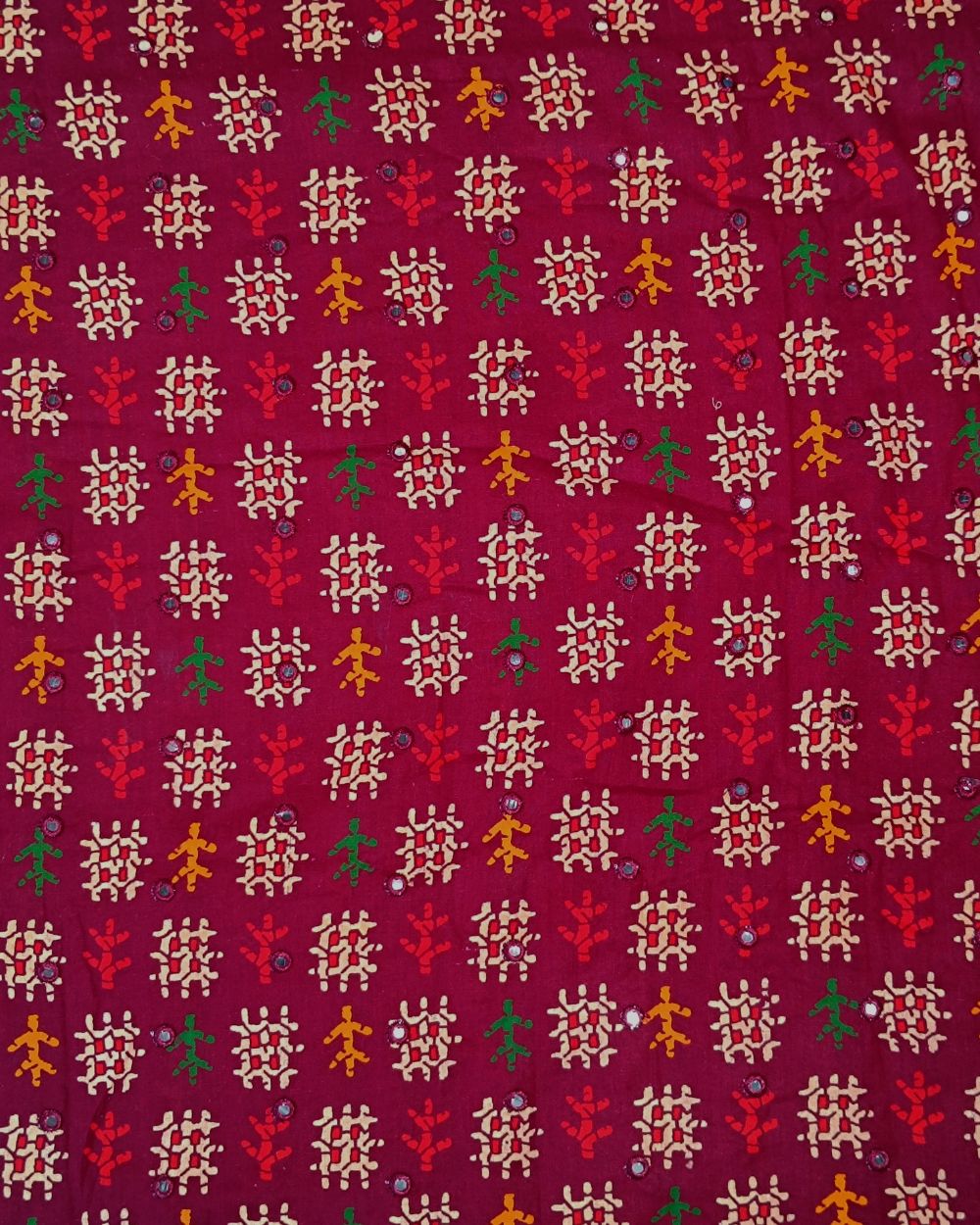 Cotton Abla Work Maroon Colour 42 Inches Width