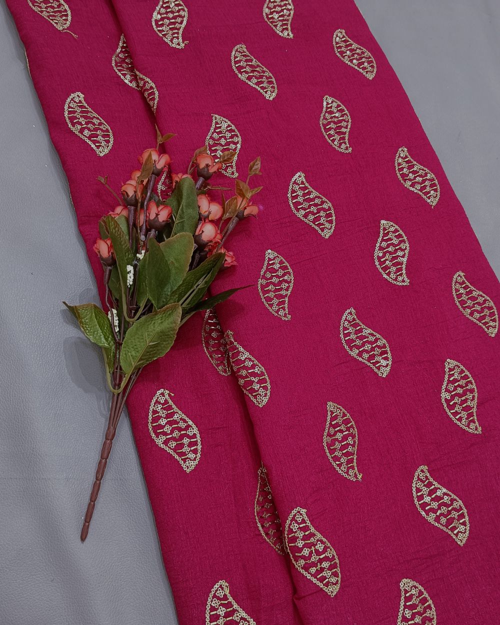 Vichitra Silk Work Rani Pink Colour 42 Inches Width