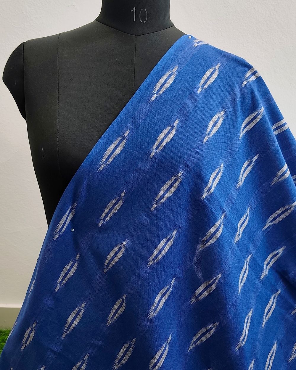 Woven Pure Cotton Ikat Royal Blue Colour 42 Inches Width