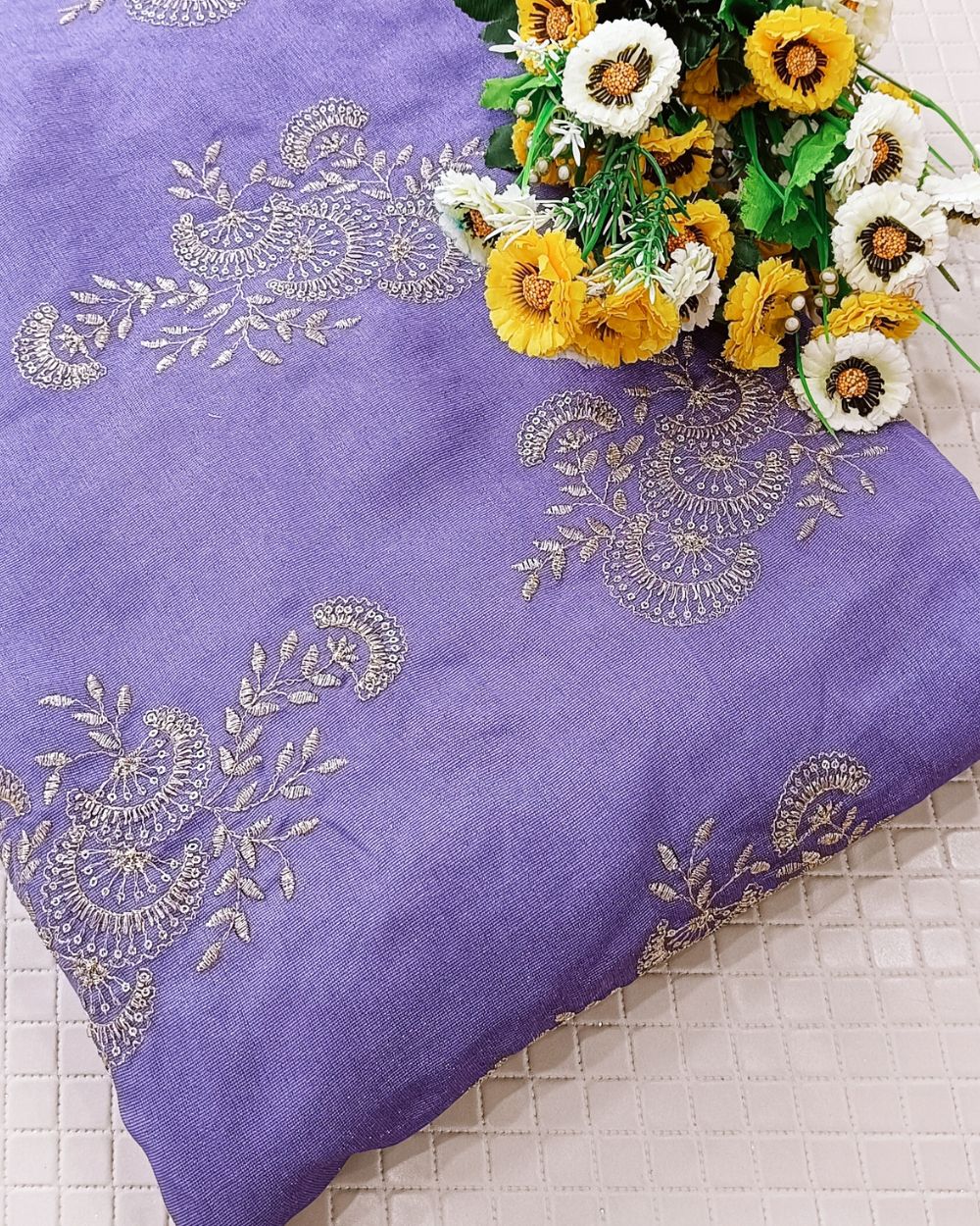 Jute Work Lavender Colour 42 Inches Width