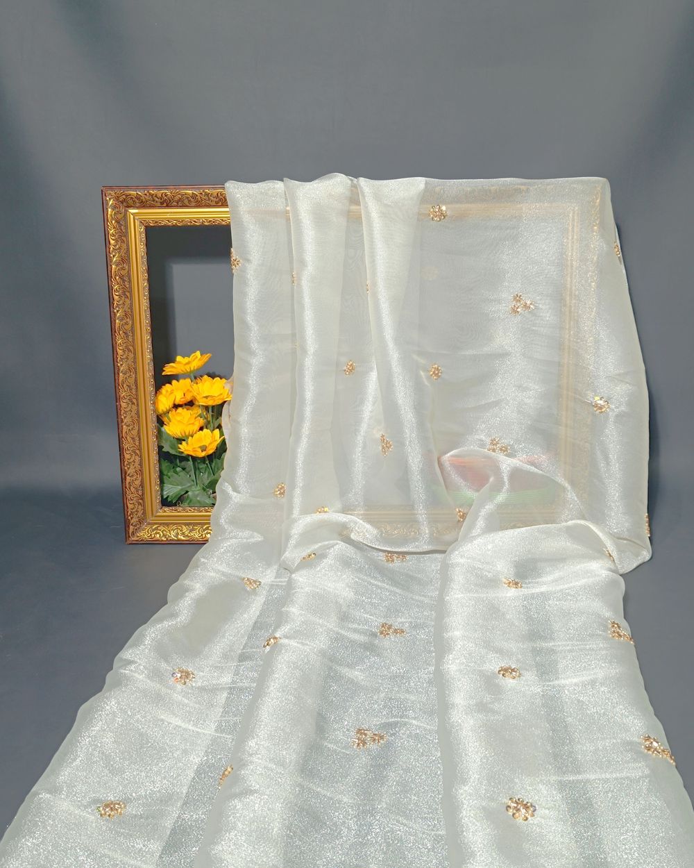 Shimmer Silk Work Off White Colour 44 Inches Width