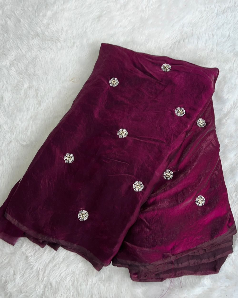 Space Silk Work Wine Colour 44 Inches Width