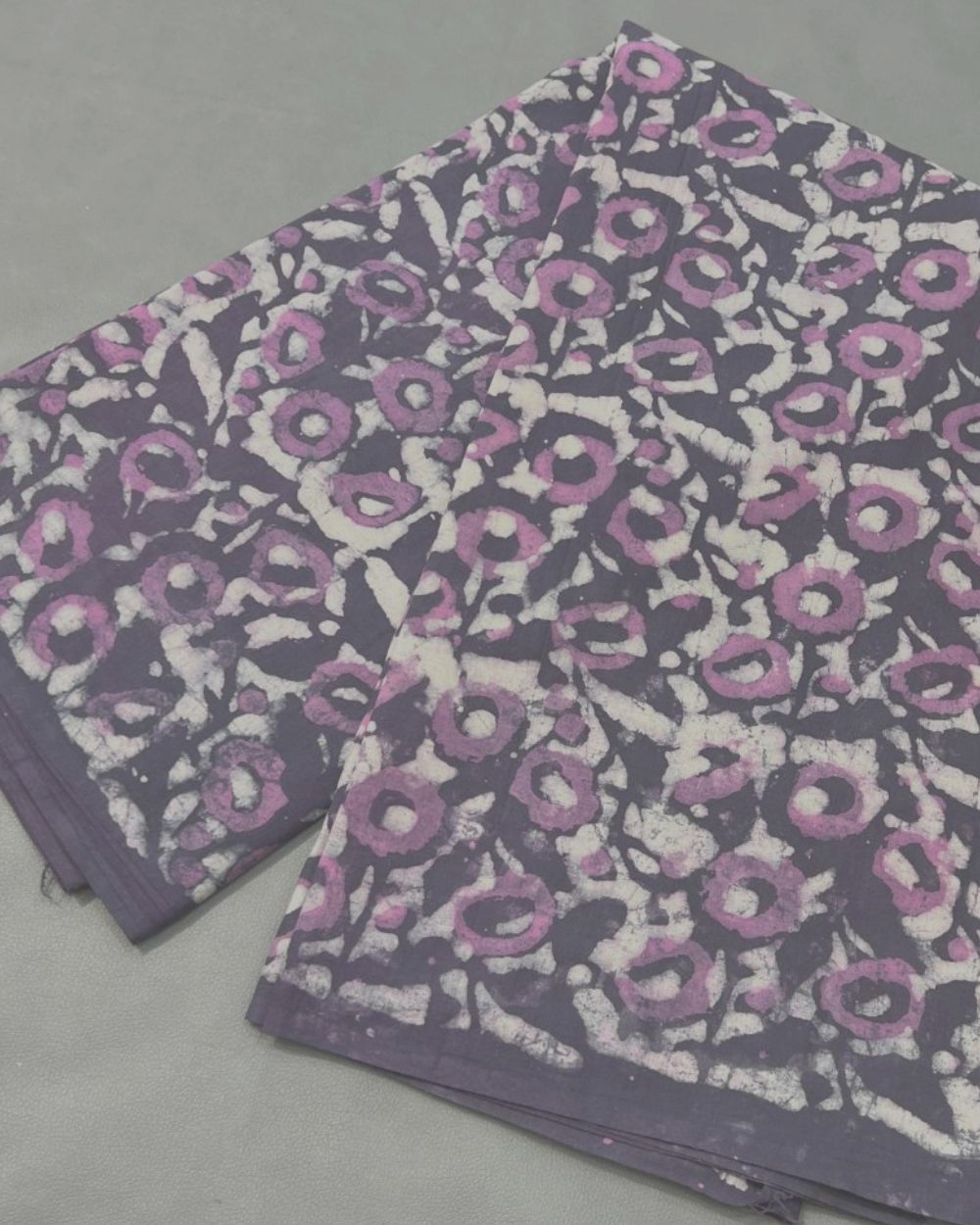 Cotton Dabu Hand Block Print Dusty Purple Colour 44 Inches Width