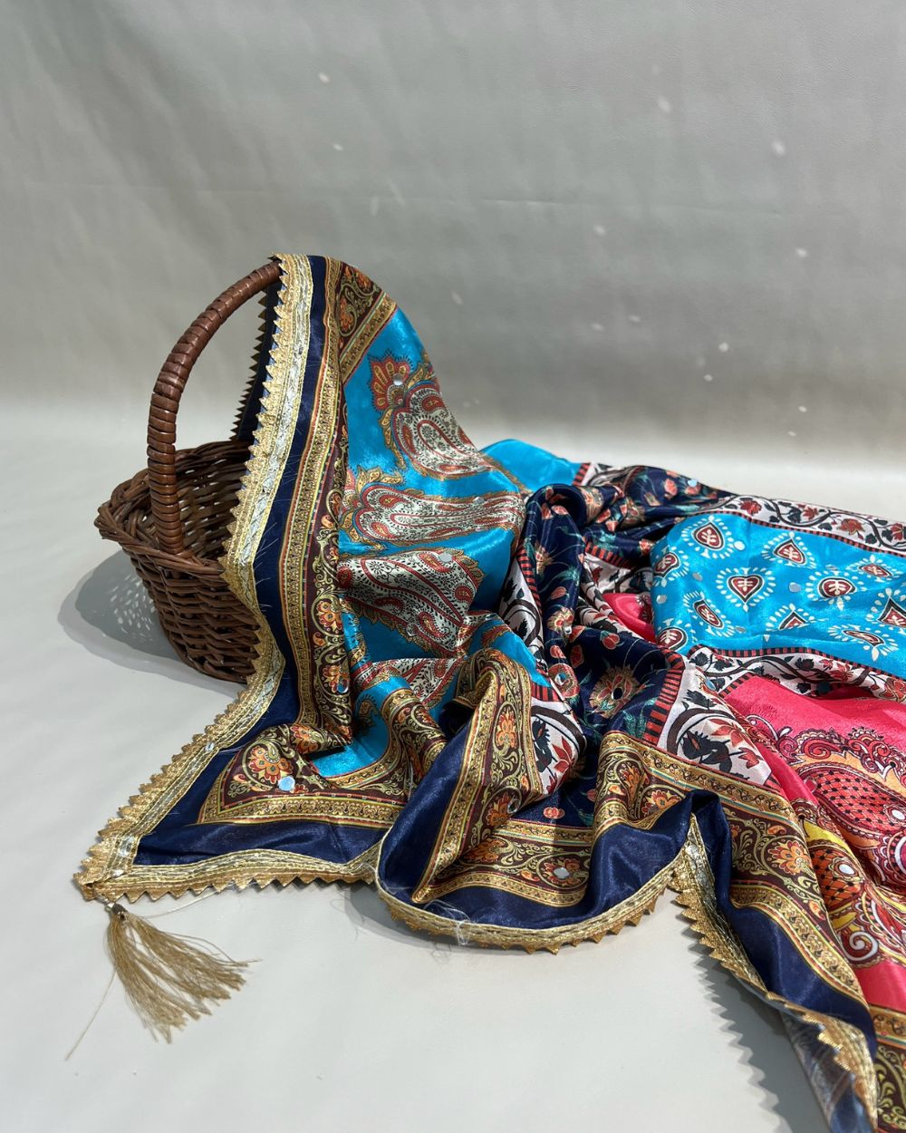 Chinnon Abla Work Dupatta Multicolor 42 Inches Width