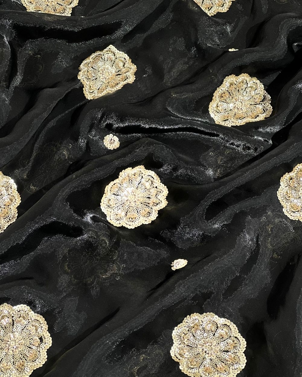 Space Silk Work Black Colour 44 Inches Width