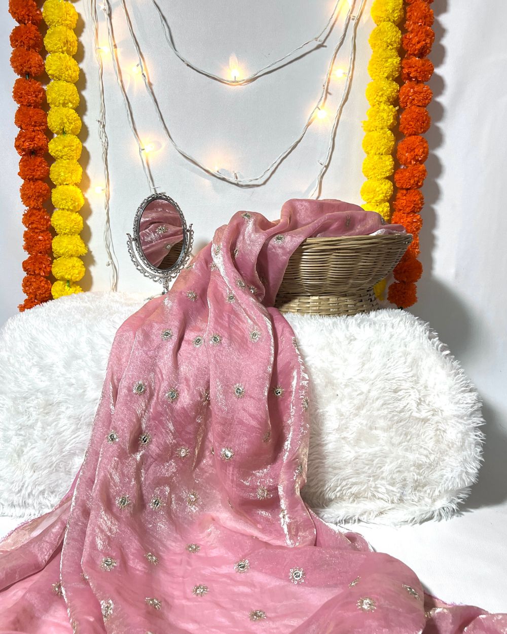 Space Silk Work Flamingo Pink Colour 46 Inches Width