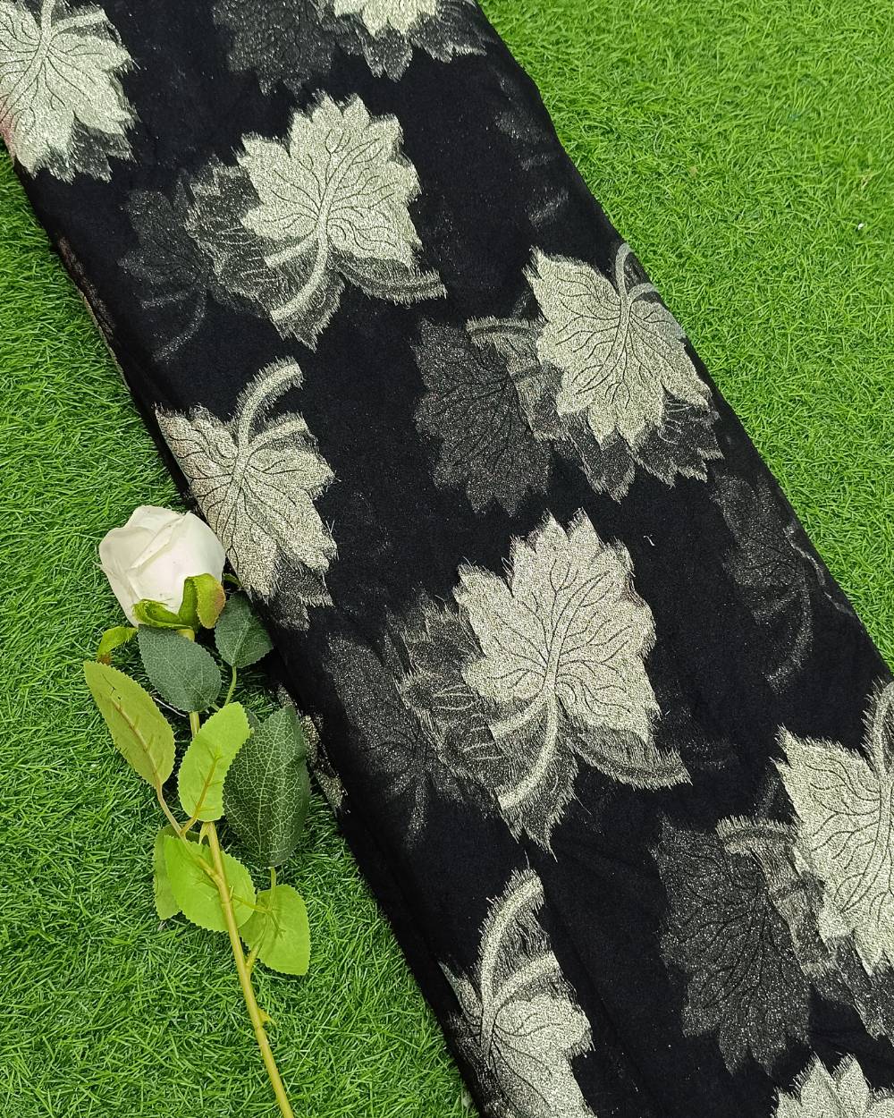 Organza Zari Work Black Colour 48 Inches Width