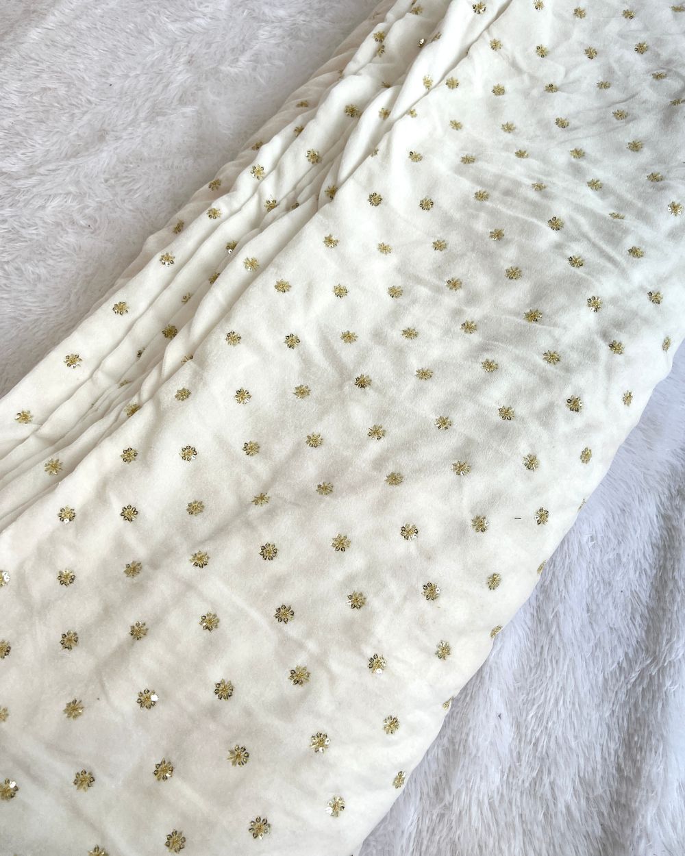 Premium Velvet Butti Work White Colour 44 Inches Width