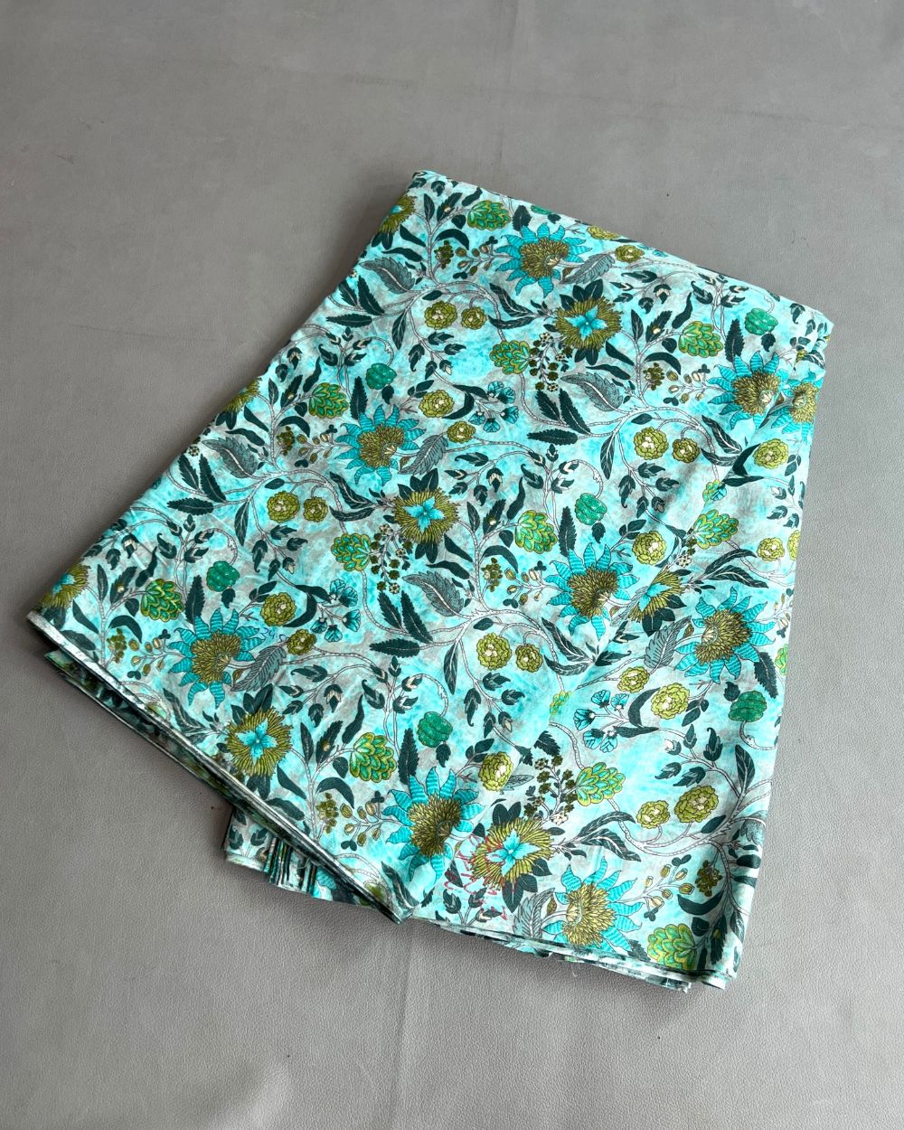 Printed Mal Cotton (Foil) Sky Blue Colour 45 Inches Width