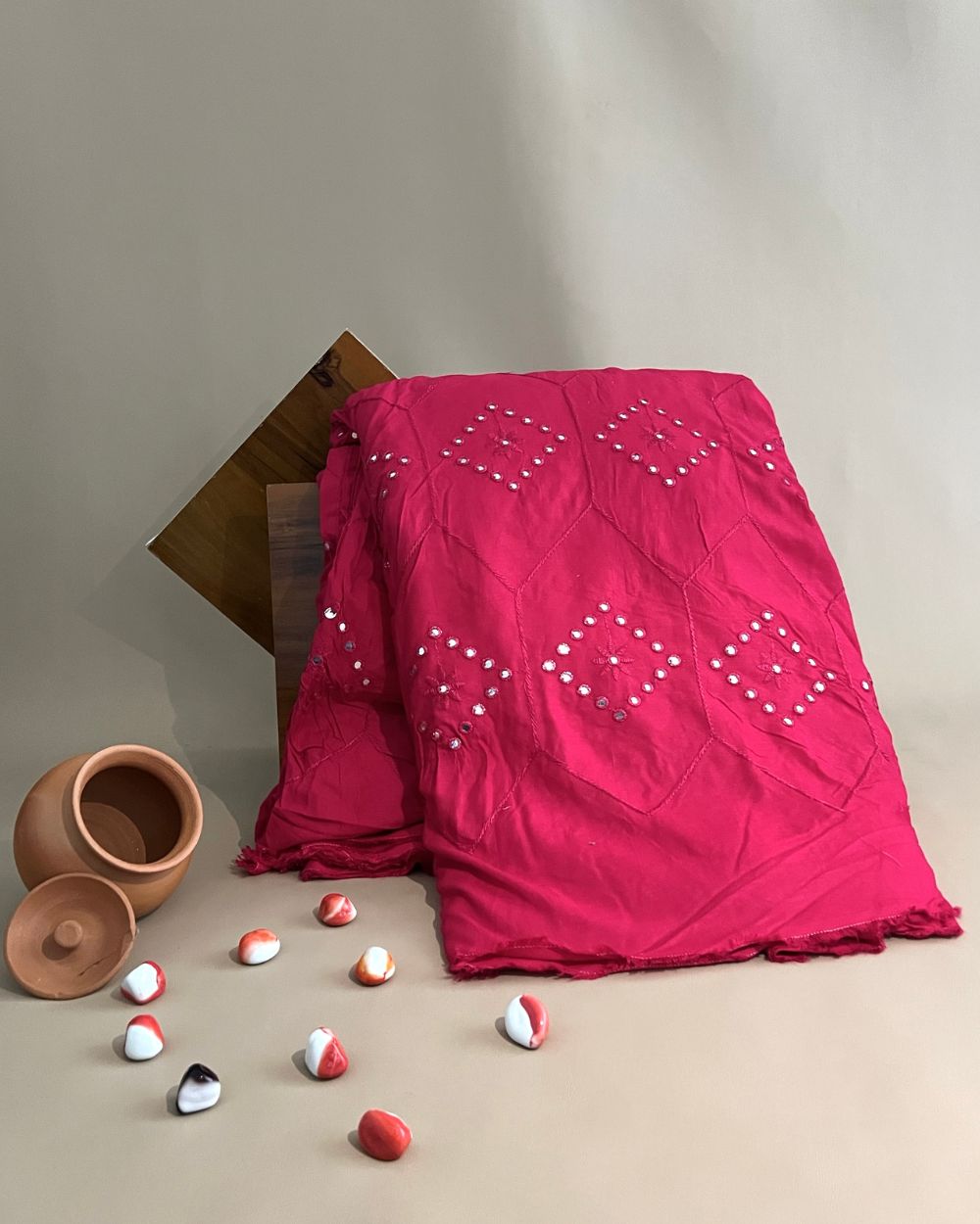 Rayon Abla Work Pink Colour 44 inches width