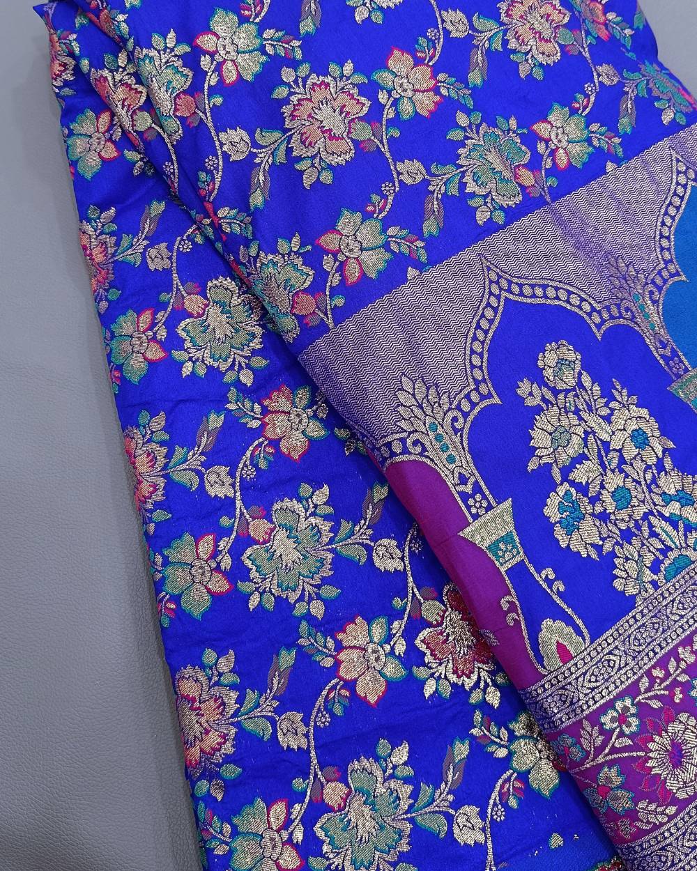 Chanderi Work with Border Royal Blue Colour 45 Inches Width