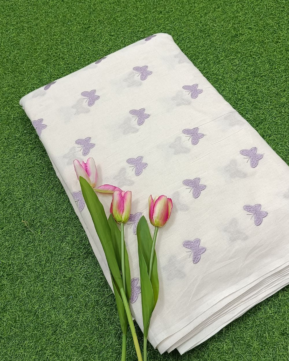 Kora Cotton Work Lavender 44 Inches Width