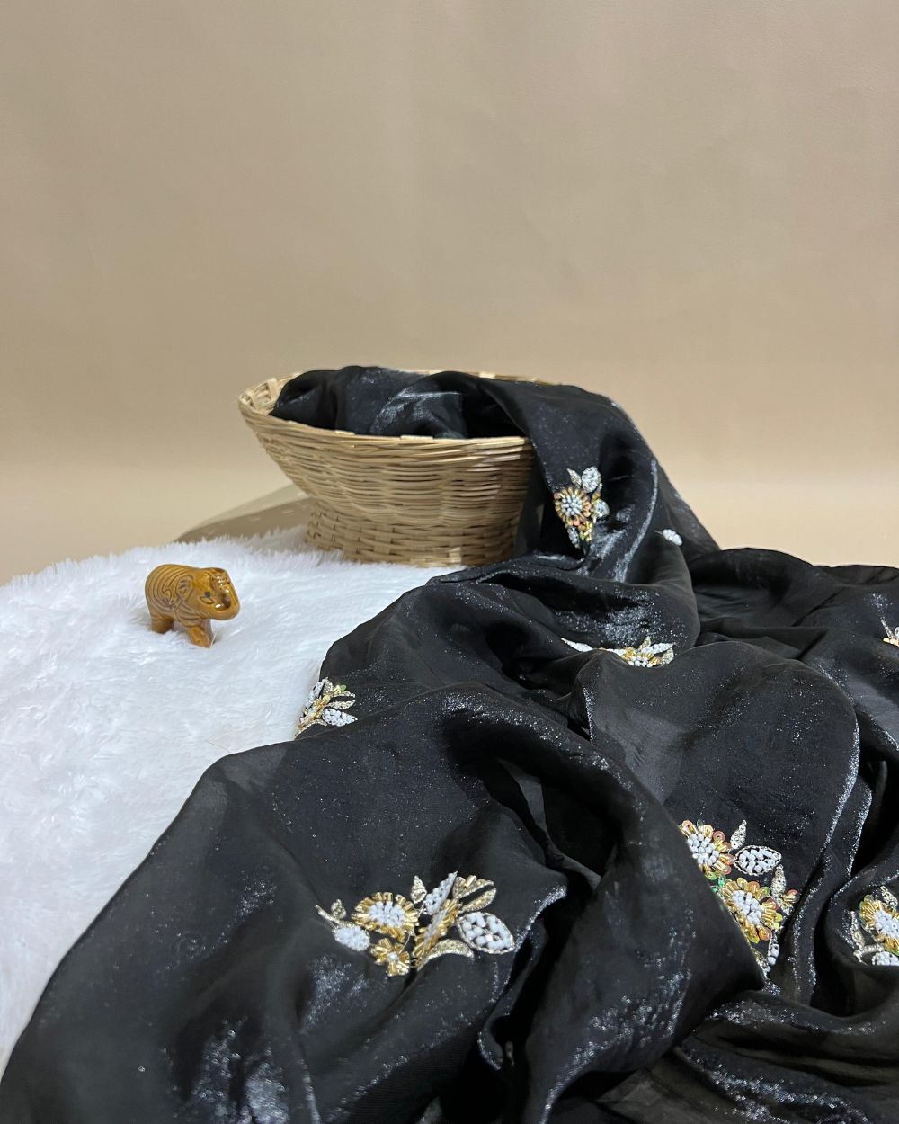 Space Silk Work Black Colour 45 Inches Width